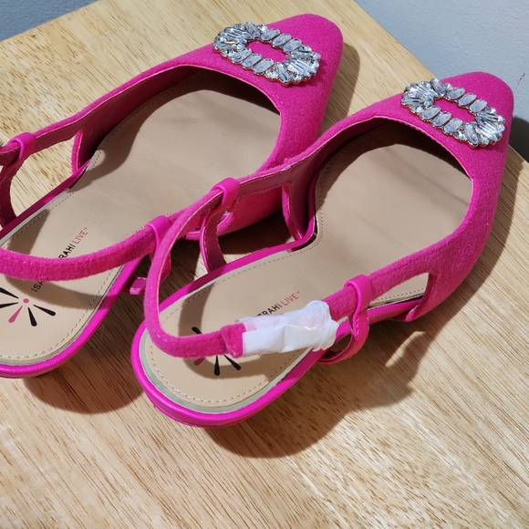 NIB Hot Pink Kitten Sling Back heel with sparkly buckle on top Size 9M EU 40.5 - Picture 5 of 13